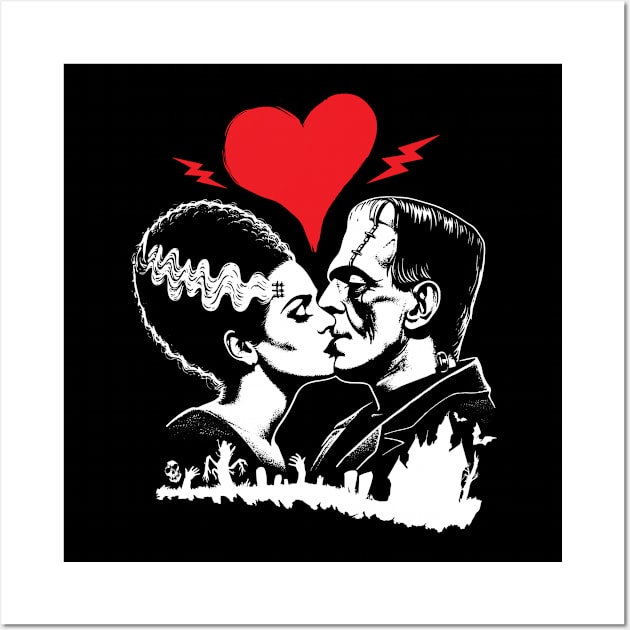 Two lovers - Frankenstein Wall Art by TerrorTalkShop